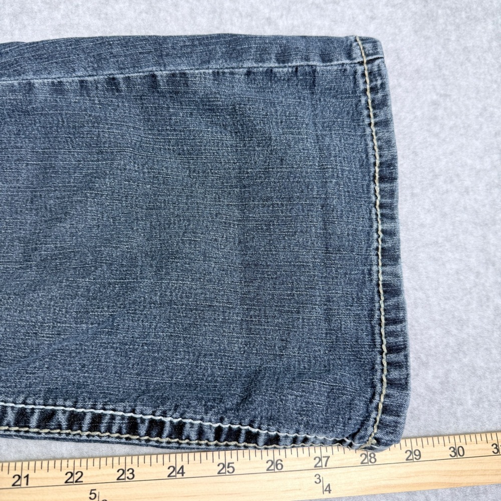 Angels Flare Jeans Womens 9 Short Blue Excellent Thick Stitch Low Rise Y2K - Picture 8 of 15